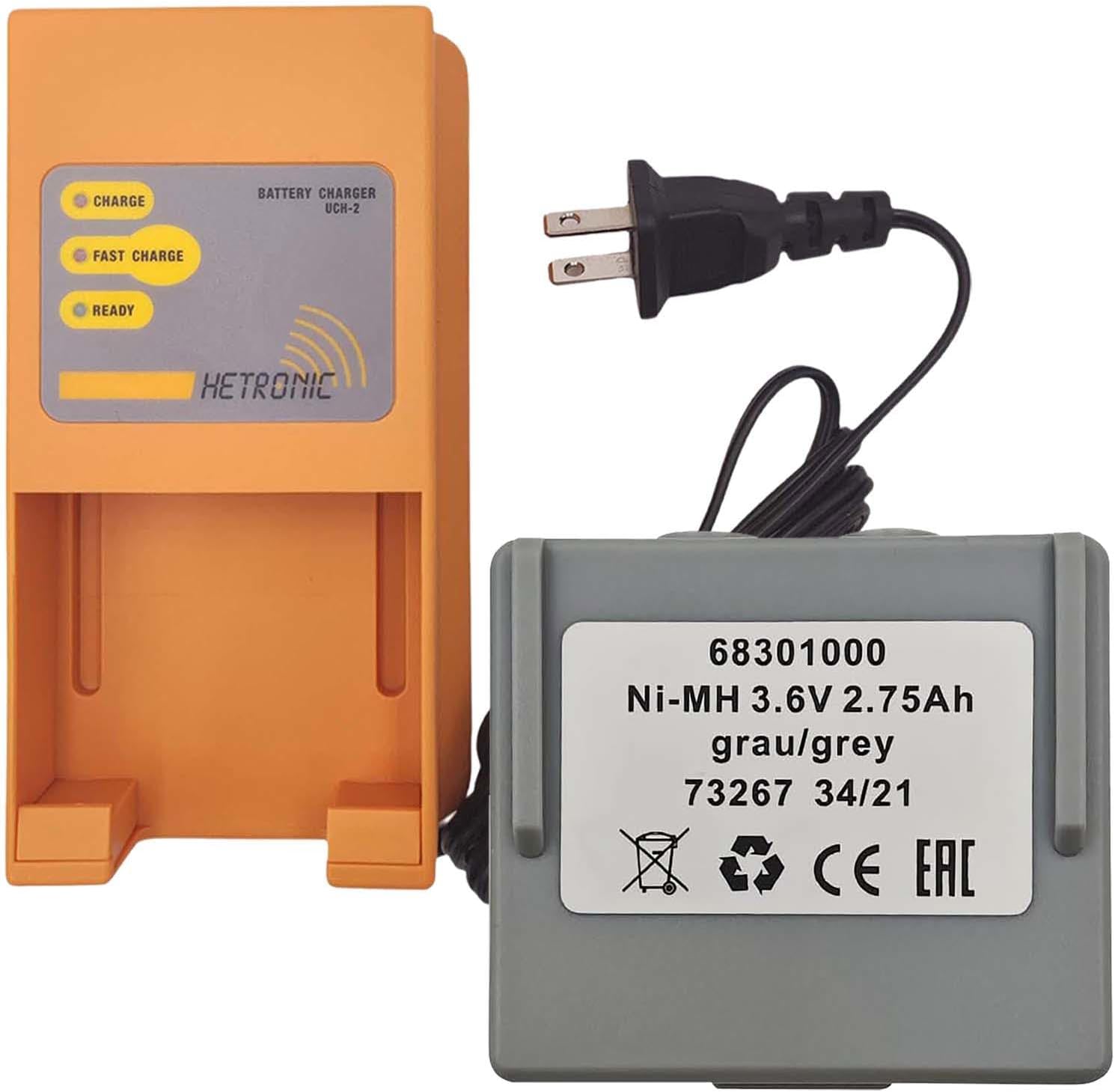 (3 pcs 68301000 Battery + 1pcs Charger) 110V-240V AC UCH-2 Battery Charger with Hetronic 68301000 Battery Charger