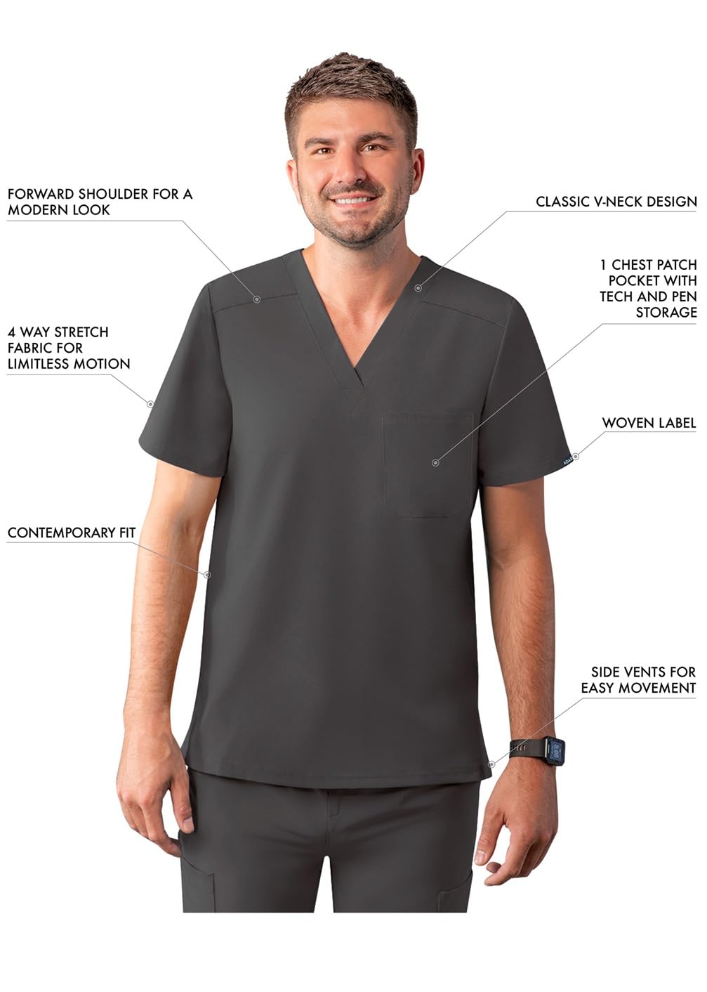 Adar Addition Gommage Hommes - Classique V-Cou Gommage Top