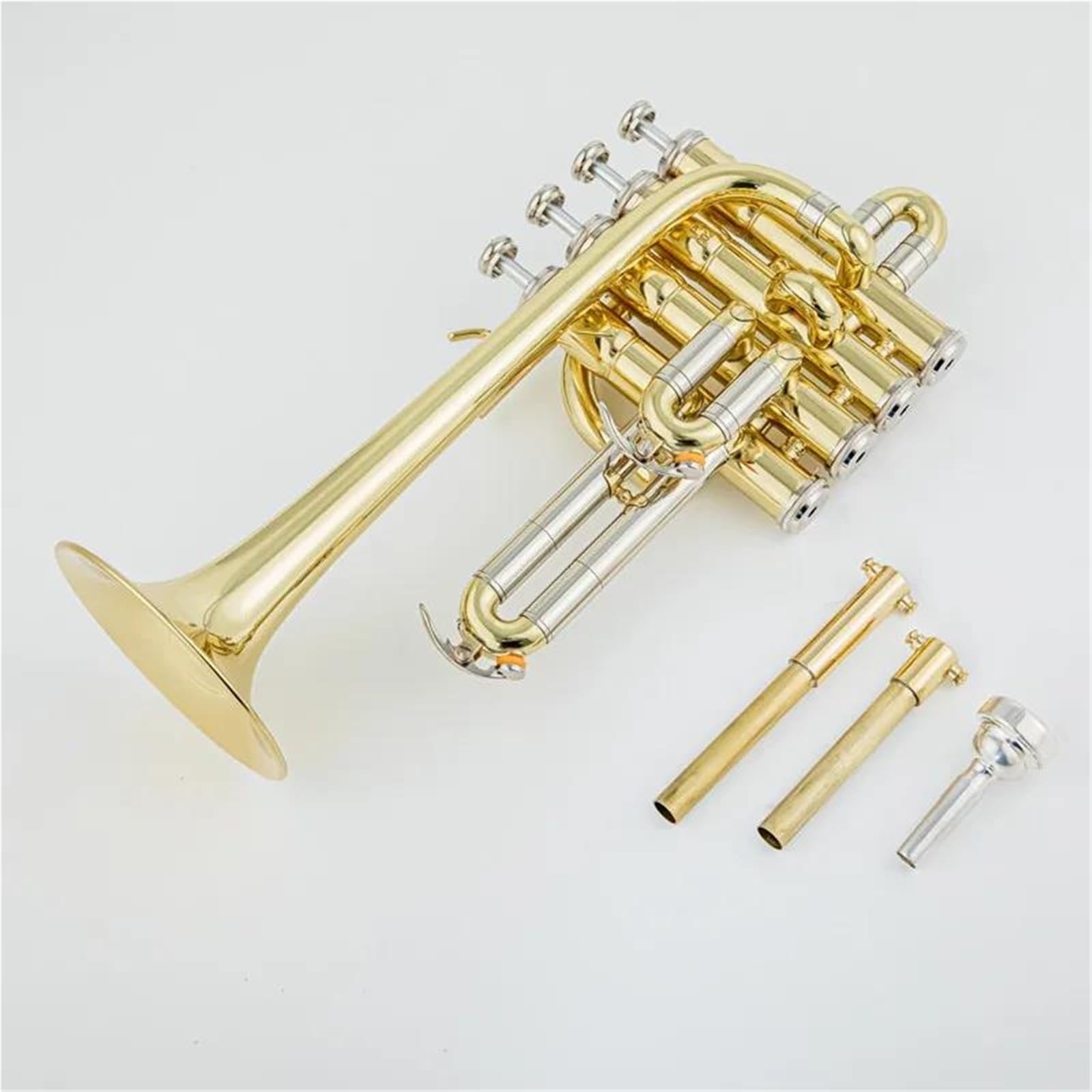 Professionelle Hochtrompete Bb Piccolo Trompete Messing Gold Silber Lackoberfläche Trompete(G)