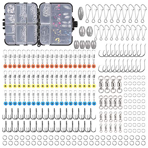 Equipamento de pesca, Andoer 256pcs Kit de acessórios de pesca Ganchos de manivela Pesos de afundame