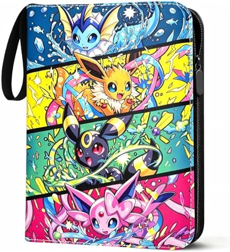 Sammelalbum für Pokemon Karten, 50 Seiten 400 Karten Kapazität Sammelkarten Album Sammelmappe Karten Ordner Heft, Tragbar Wasserdicht PU-Material Sammelkartenalben, Geschenk für Ki