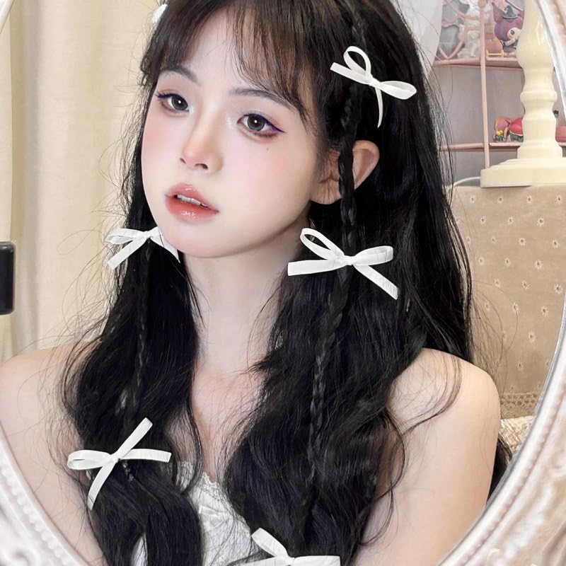 Miniatura 2 de mdgfge 10 lazos de satén para el cabello, pinzas para el cabello Kawaii Sweet Hair Bow Claw Clips pequeño lindo lazo color sólido cinta de pelo