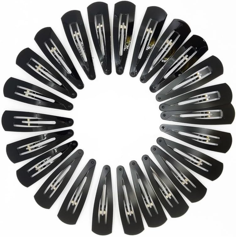 Black Tic Tac Hair Clips Korean Hair Accessories Tick Tack Pins for Women and Girls (Pack of 24) Matte Black Colour- Size 5 cm