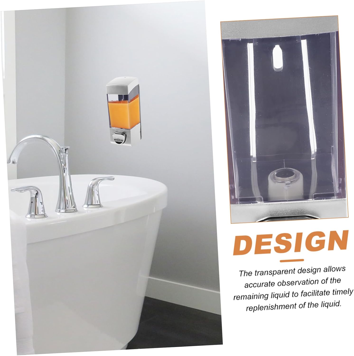 2Pcs Wall Mounted Soap Dispenser Shower Shampoo Container Lightweight Bathroom Soap Holder Transparent Design for Easy Liquid Observation for Kitchen Office