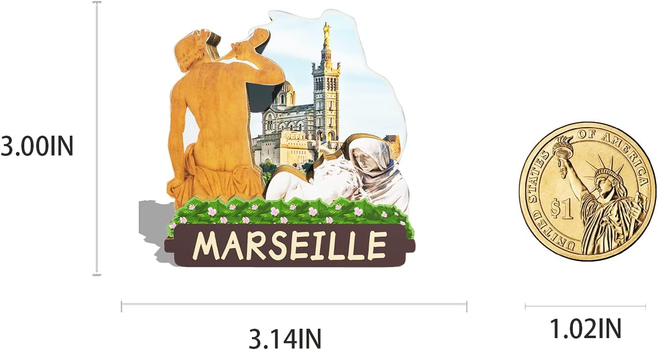 France Marseille Magnet Fridge Magnet Wooden 3D Landmarks Travel Collectible Souvenirs Decoration Handmade image 3