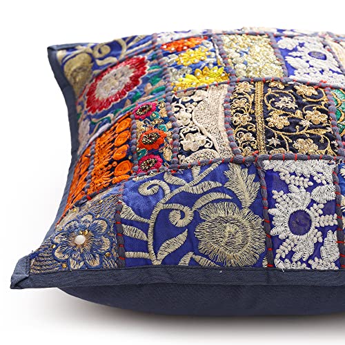 Image of Ravaiyaa - Attitude is everything Set Of 2 PC Home Sofa Decor Cotton Cushion Cover, Handmade Khambadiya Patchwork Pillow Case, Embroidery Cushions
