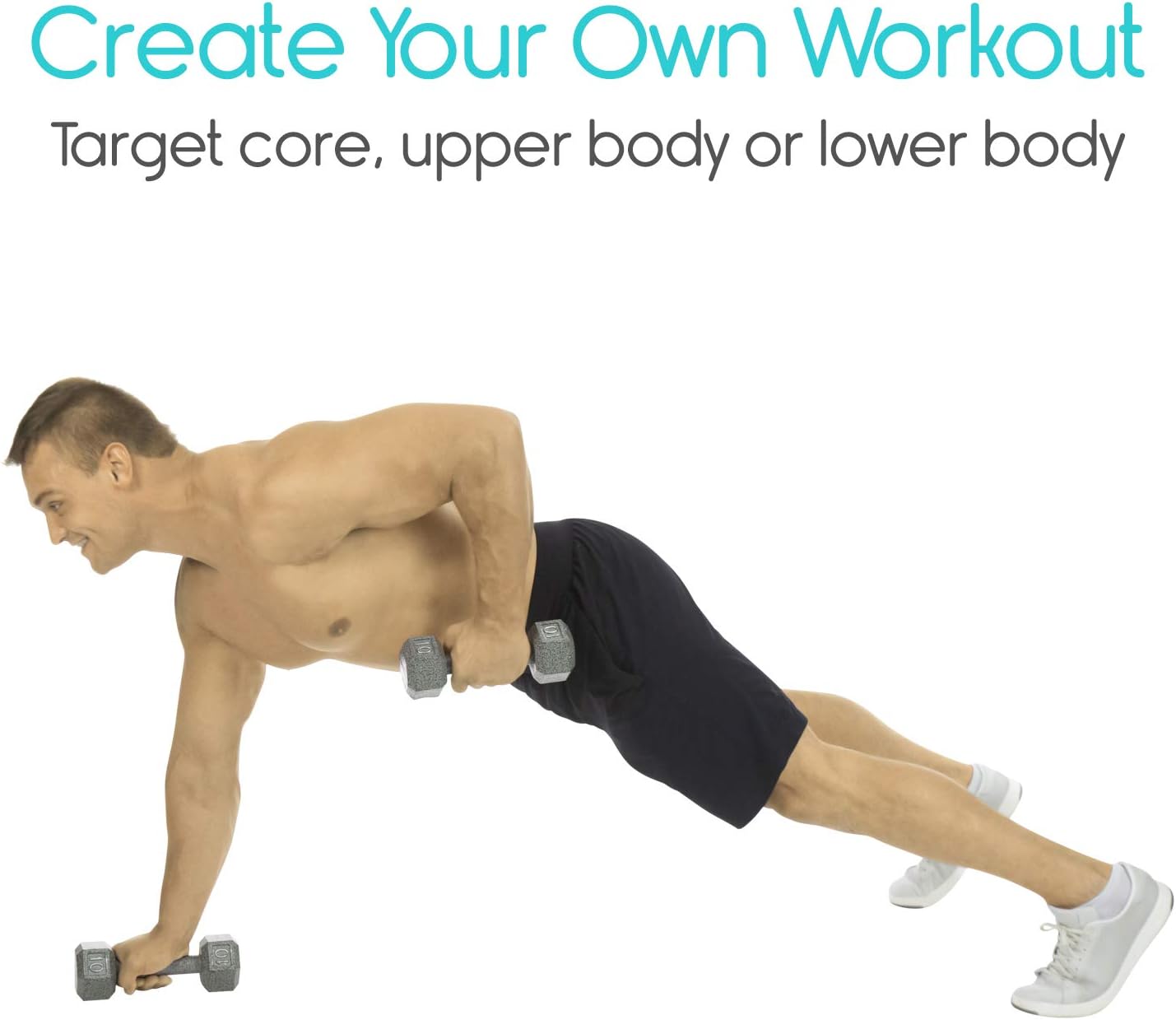 Vive Dumbbell Exercise Poster Home Gym Workout For Upper Lower Full Body Laminated Bodyweight Chart For Back Arm Core And Legs Free Weight Building Guide For Elderly