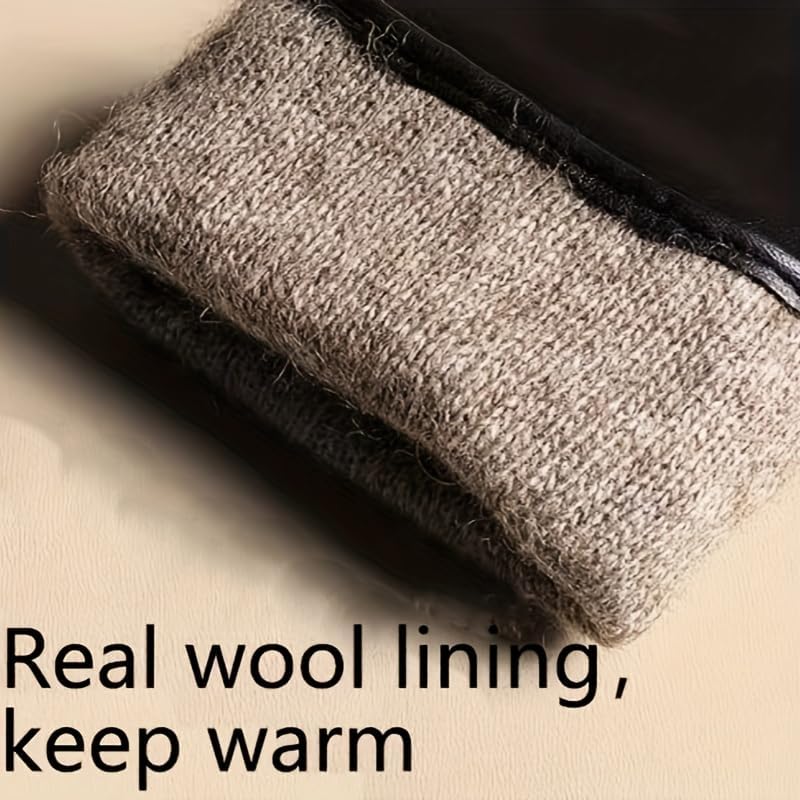 Leather Gloves for Men,Winter Sheepskin Driving Gloves Cashmere Lined - Image 3