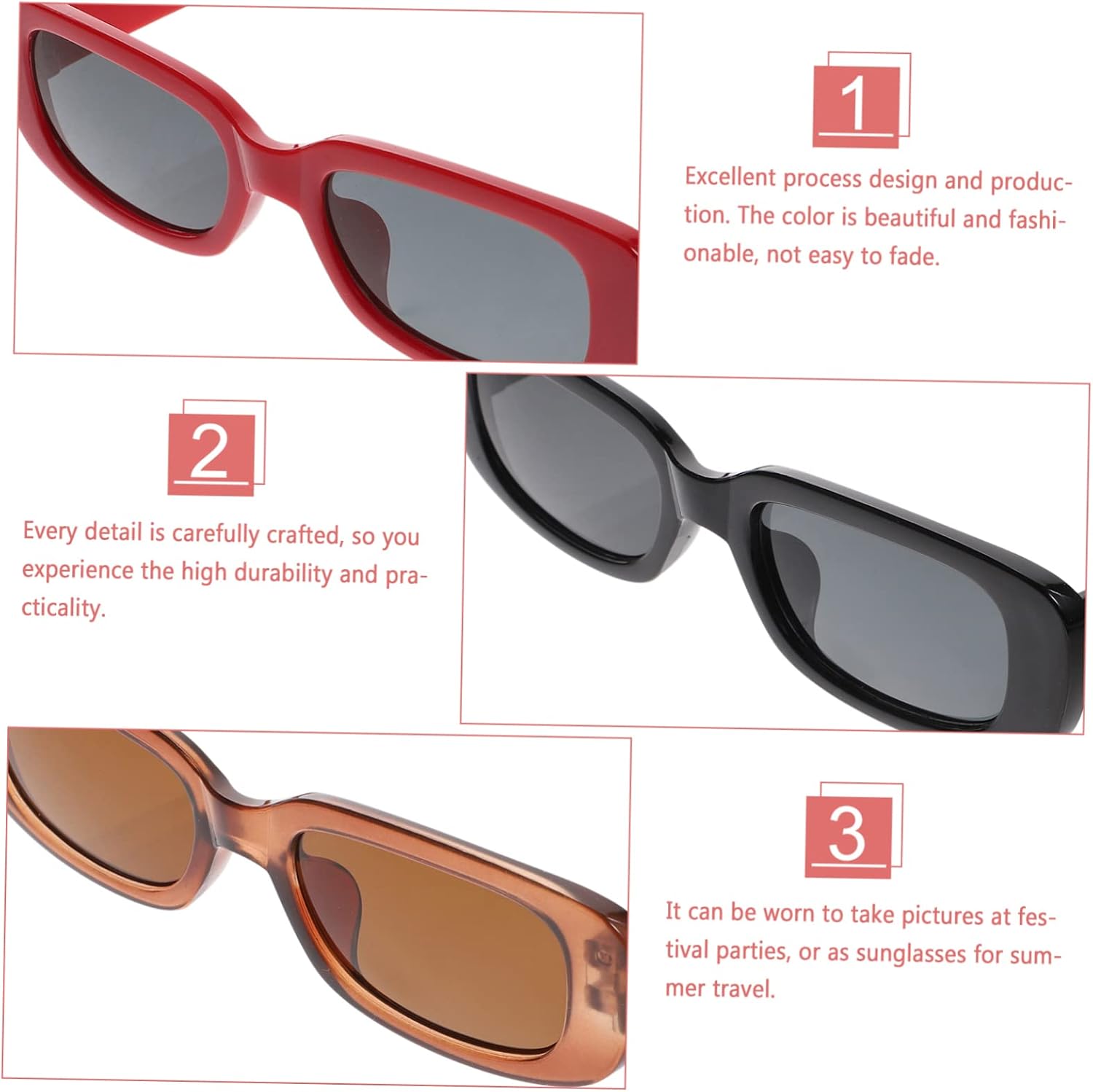9pcs Retro Rectangle Sunglasses for Men Women Eyewear with Lenses for Festivals and Summer Travel Stylish Chic Frames Uv Protection for All Occasions