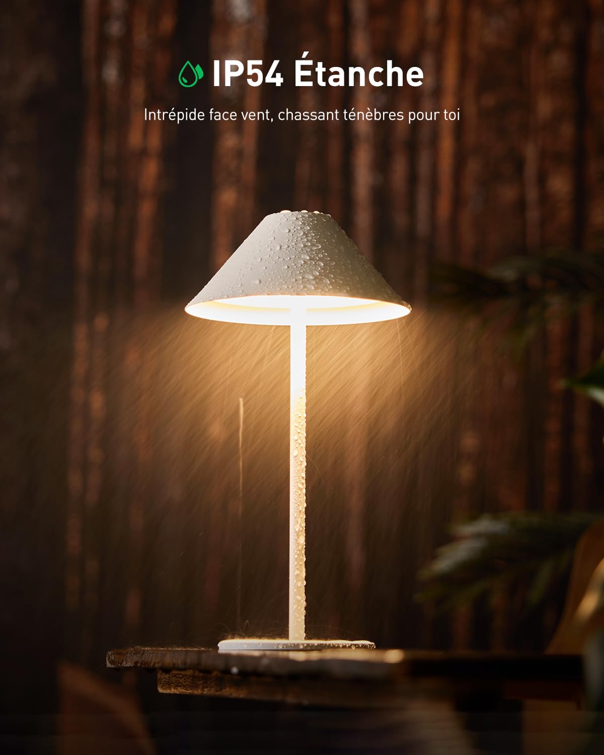 Bojim Lampe de Table LED Exterieure Tactile Sans Fil Rechargeable USB Autonomie 10j, Lampes Chevet Battery Interieur Petite Lamp Touch Lumiere Wireless Salon Lamps IP54 Waterproof Jardin Blanc