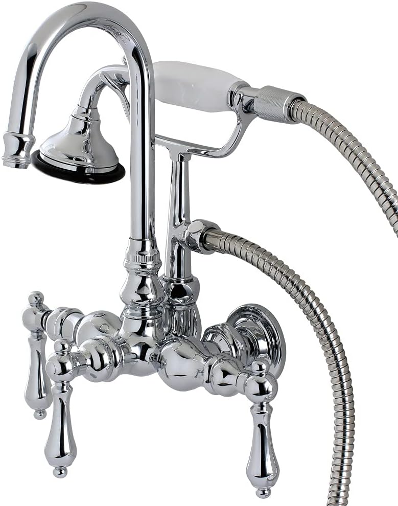 Kingston Brass AE8T1 Aqua Vintage 4-5/9" in Spout Reach Wall Mount Clawfoot Tub Faucet, Polished Chrome