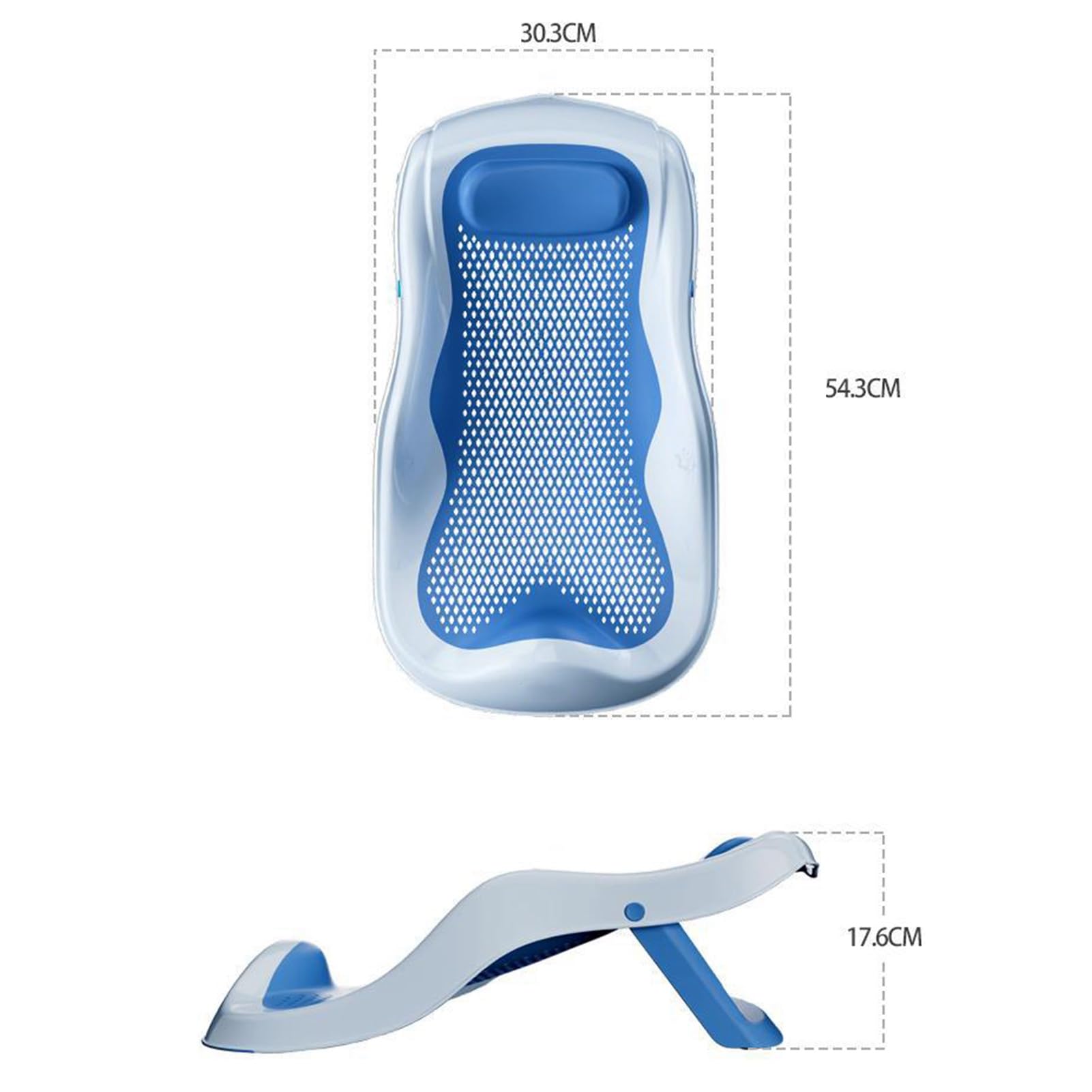 Supporto per Bagnetto Pieghevole Bagnetto Pieghevole Staffa di Supporto Sdraiata Seggiolino Ergonomico Antiscivolo per Neonati (Blu)