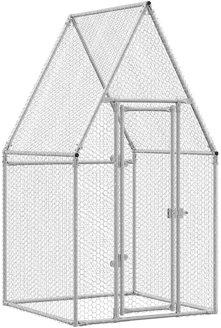 Gabbia per Polli in Acciaio Zincato Argento 100x100x190 cm - Spaziosa e Sicura