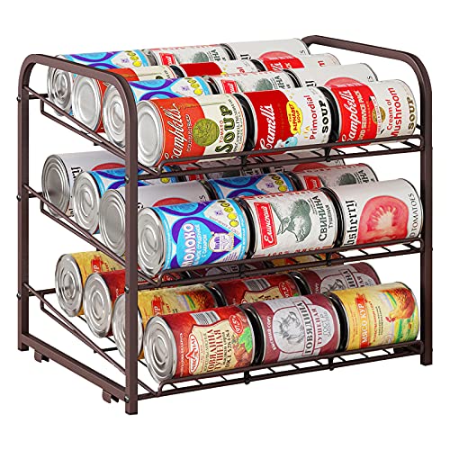 AIYAKA 3 Tier Stackable Can Rack Organizer,for food storage,kitchen cabinets or countertops,Storage for 36 cans,Bronze