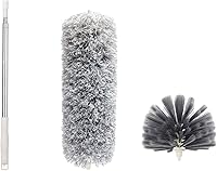 Vista 6 de Plumero extensible de microfibra con poste de acero inoxidable extra largo de 100 pulgadas y cabezal de cepillo de alambre, cabeza flexible