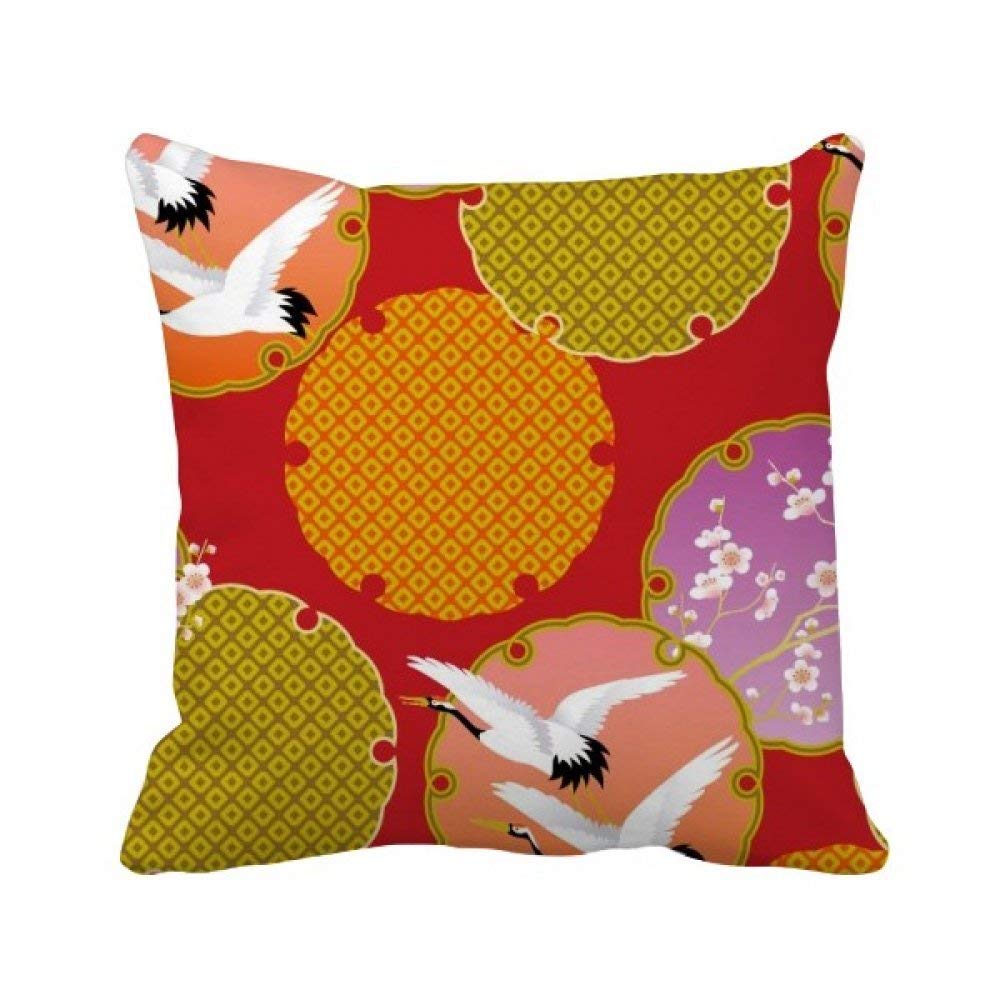 Coussin style japonais grue multicolore 40x40 pour sublimer le canapé de votre salon