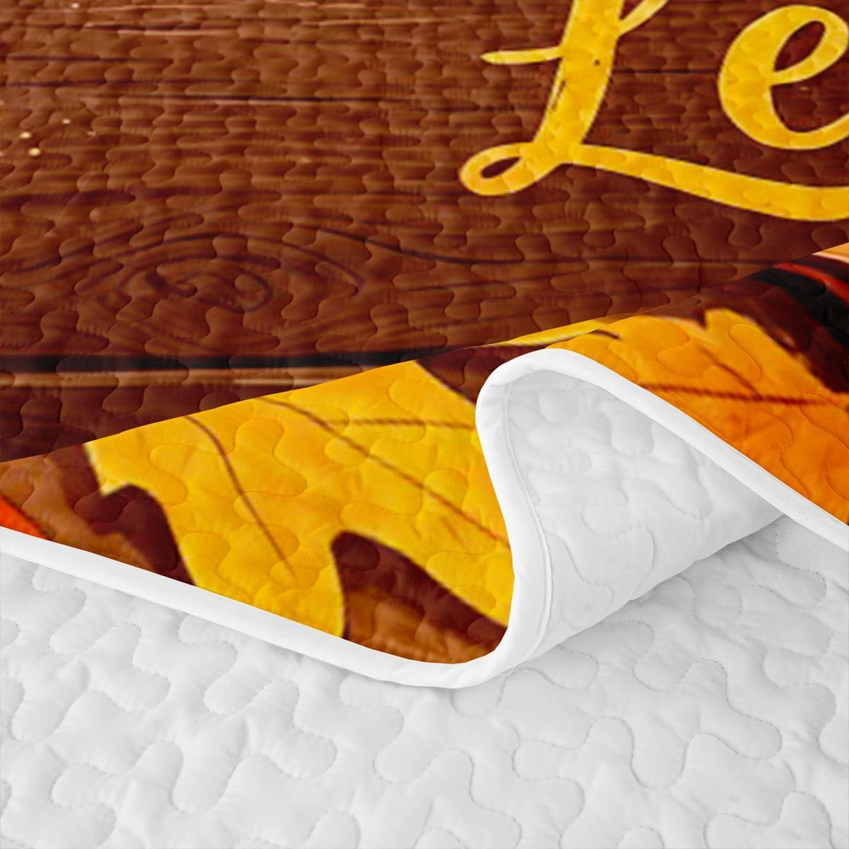 Fall Pumpkin Quilt Set Queen Size,Christian Bible Quotes Bedding Set 3Pcs for Girls Boys Youth Room Decor,Sunflower Maple Leaves Quilted Bedspread Vintage Country Wooden Coverlet,2 Pillow Shams