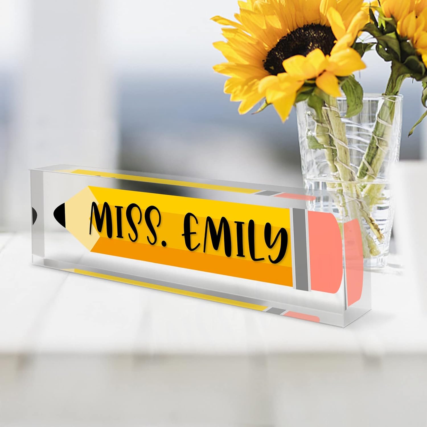 Gowelly Office Teacher Acrylic Name Plate For Desk |Desk Name Plate Personalized| Custom Coworker Appreciation Gifts In Bulk |Office Teacher Gifts for Women Men - Image 2