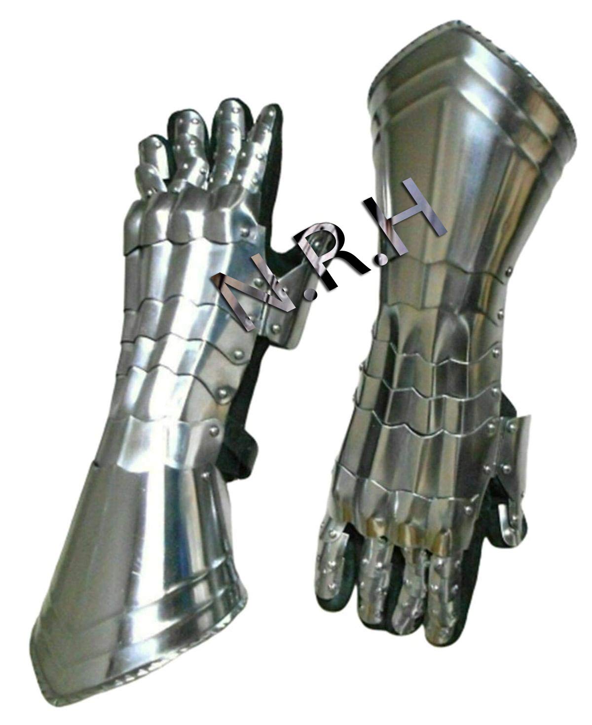Medievale Cavaliere Guanti Funzionali Armor Guanti In Pelle Adulto Striscia Acciaio