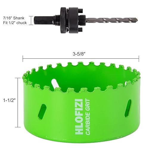 Miniatura 6 de Sierra de agujero de grano de carburo de 3-5/8 pulgadas para cortar a través de estuco, yeso, tabla de cemento, paneles de yeso, PVC con profundidad