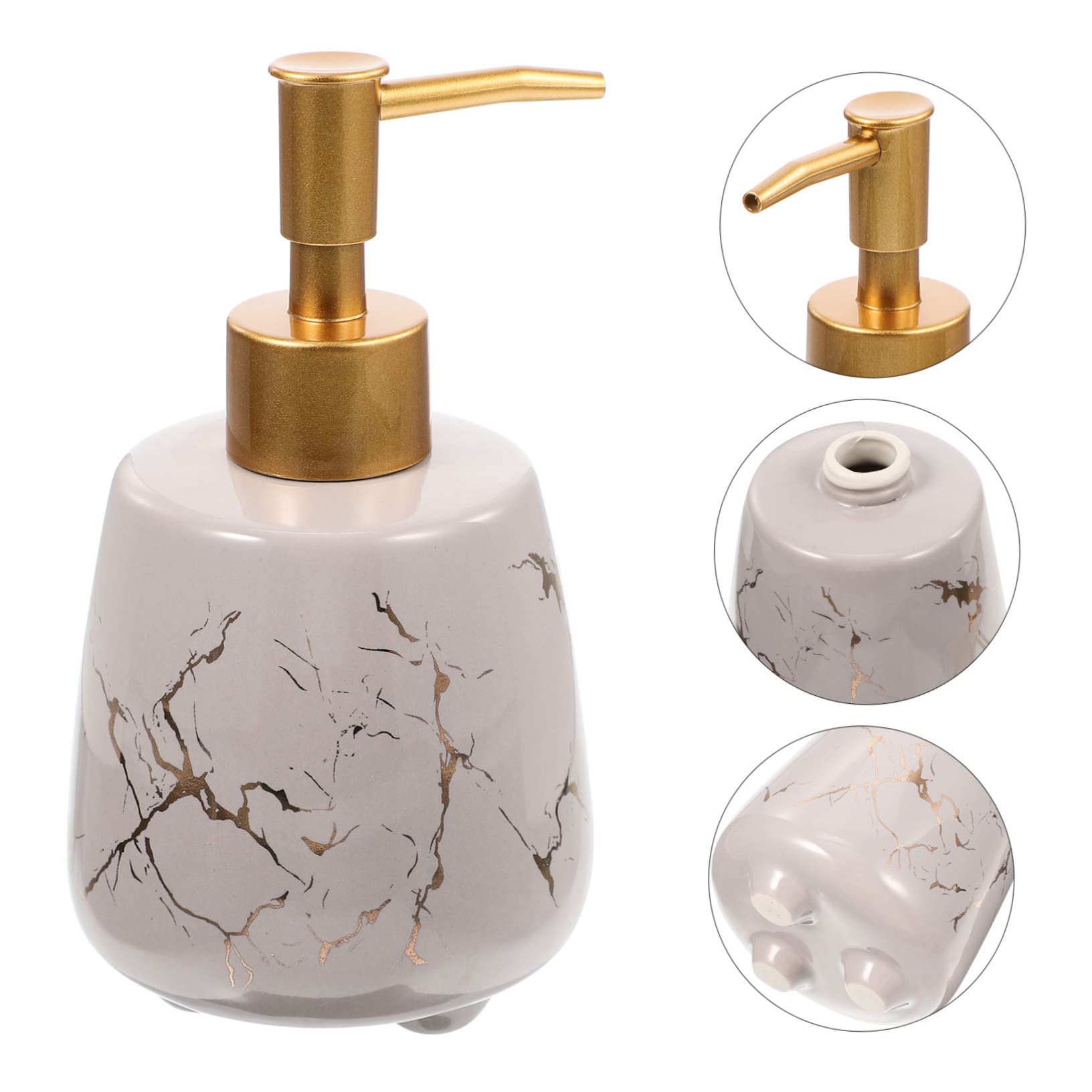 Dispensador de Jabón Recargable de Cerámica Portátil y Reutilizable para Baño Bomba de Prensa, Diseño Moderno y Práctico para Encimera