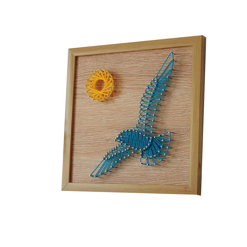Peinture d'enroulement d'ongle tableau fil tendu aigle fait main YellowWoodGrain