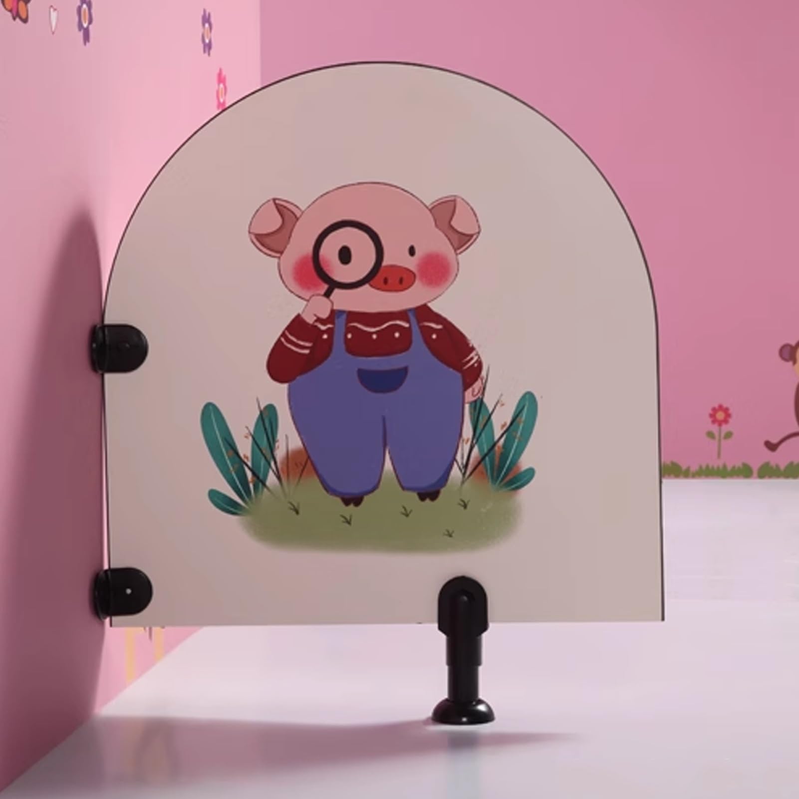 Partición de urinario para niños, diseño de dibujos animados, con patas de soporte, fijación al suelo, ideal para jardines de infantes y centros comerciales, blanco, 60 x 60 cm, 1 pieza