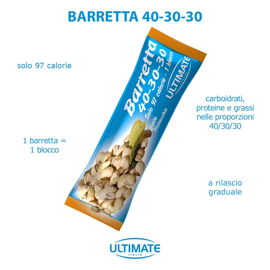 Ultimate Italia Barrette 40-30-30 Gusto Pistacchio, 30 Pezzi da 27g