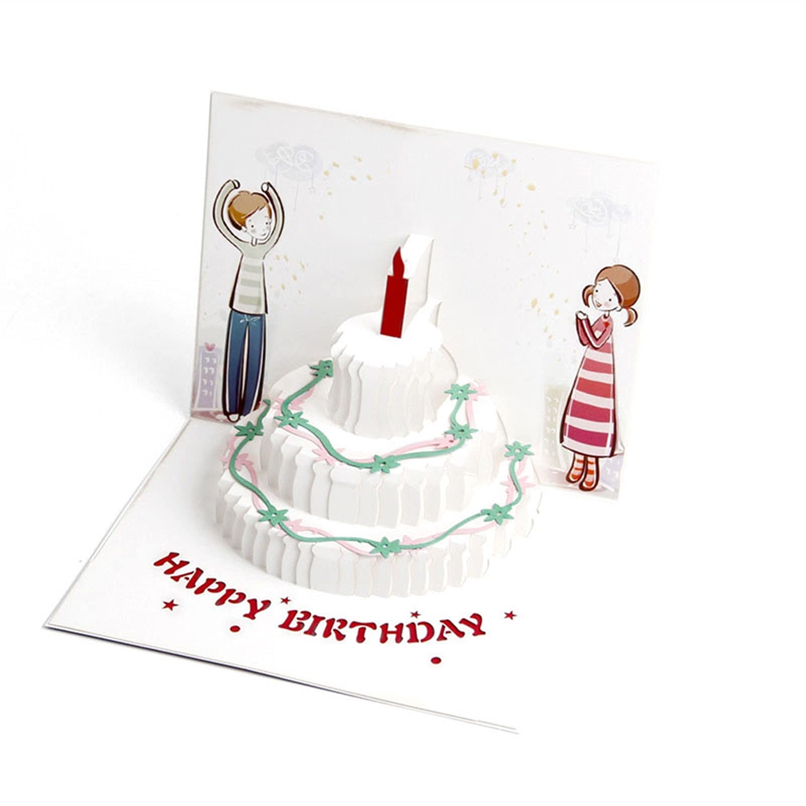 Grußkarte Grußkarten 3d Laserschnitt Bunte Abdeckung Kuchenform Papier Grußkarten Postkarte Happy Birthday Party Boy Freund Freund Freund Kreatives Geschenk Geburtstagskarte (Size : 8pc)