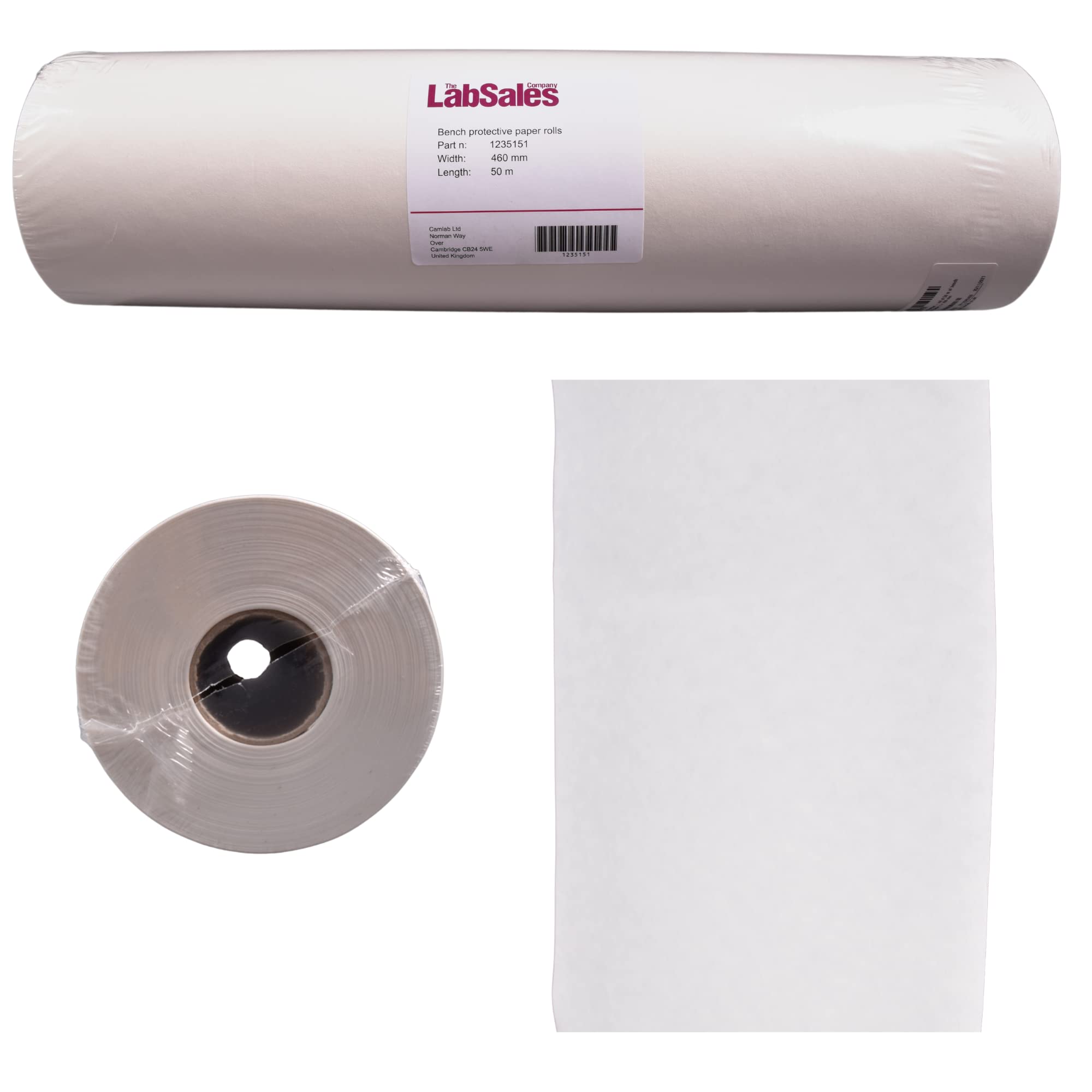 Rollo de papel protector de banco de laboratorio 460 mm x 50 m, doble barrera, absorbe derrames de líquidos