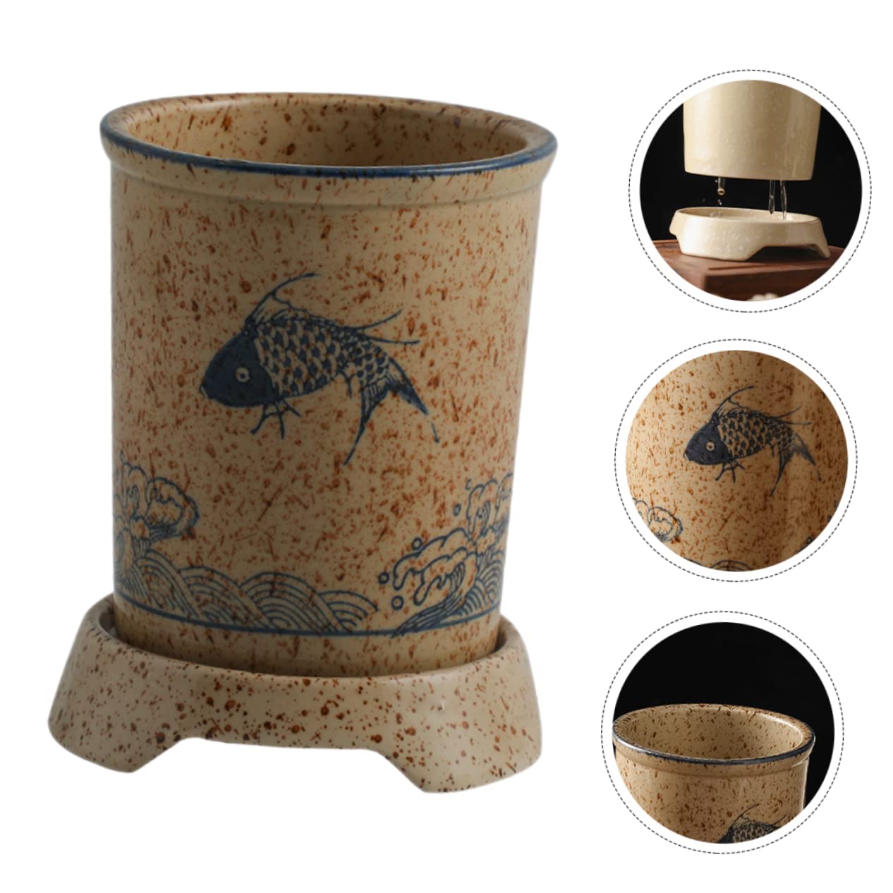 YARNOW Porte-baguettes Trous D'égouttage en Céramique de Style Japonerie Support Élégant et Fonctionnel pour Ustensiles Cuisine, Cuisine Présents de Pendaison de Crémaillère