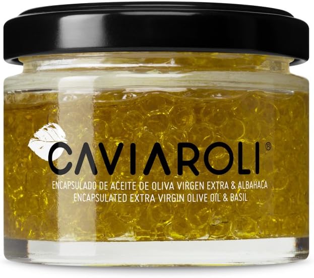 Encapsulated Extra Virgin Olive Oil Pearls, Basil, with Liquid Heart - 50 g