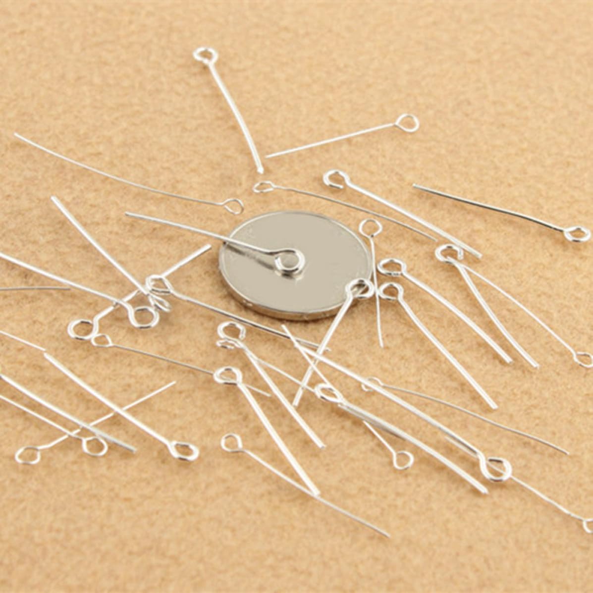 Open Eye Pins Silver 200pcs Stainless Steel for DIY Jewelry Making