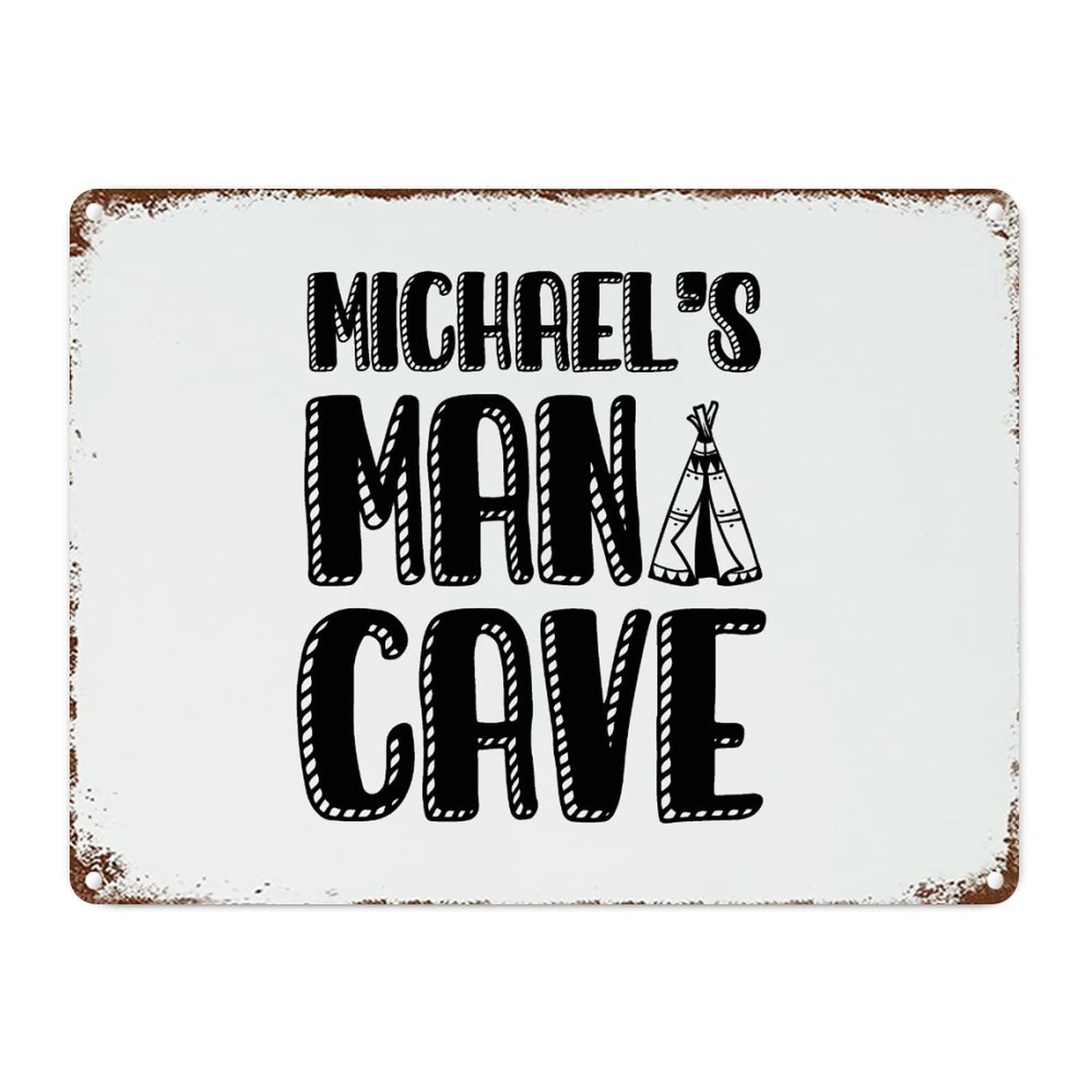 ENEDNATE Vintage Man Cave Aluminum Tin Metal Sign 12x16 Inch Man Cave Retro Street Metal Signs for Indoor Outdoor Garden Patio Yard Cafe Pub Home Decor