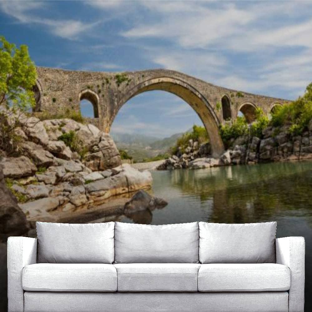Wall Removable Mural Self Adhesive Peel and Stick Wallpaper Mesi Bridge Shkoder Albania Posters Large Wallpaper for Home Decoration Covering Wall Film