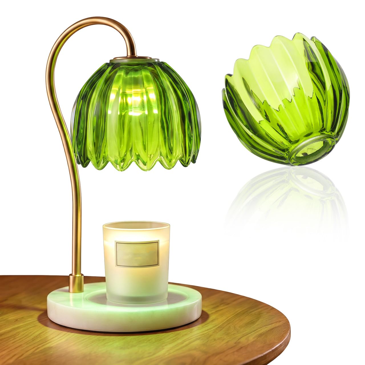 Operitacx Green Pumpkin Glass Lamp Shade for Table Lamps Handcrafted Pendant Light Cover for Bedroom Kitchen Hallway Bathroom with Even Light Distribution