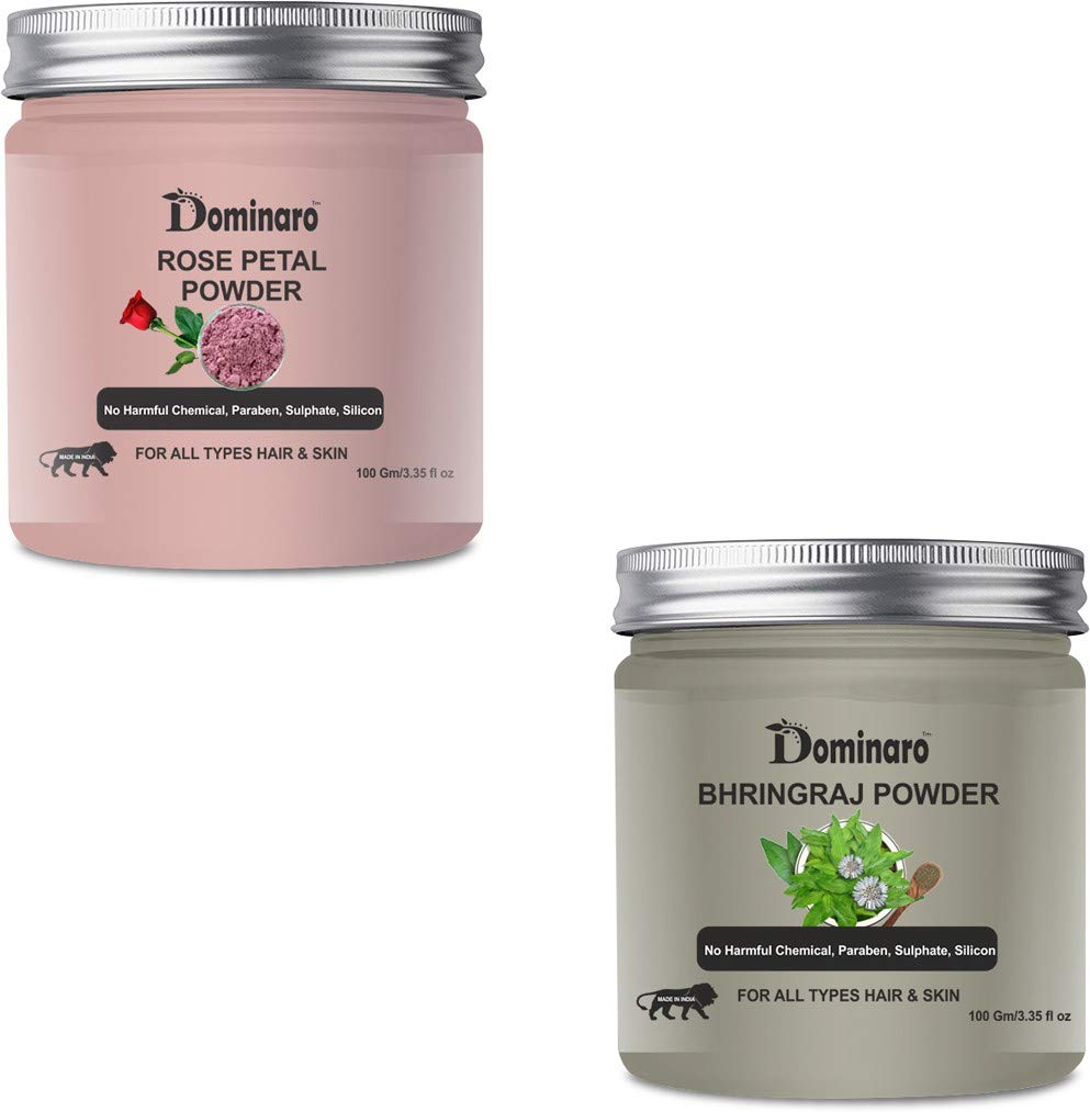 Dominaro 100 Organic Rose Petal & Bhringraj Powder For Skin Care