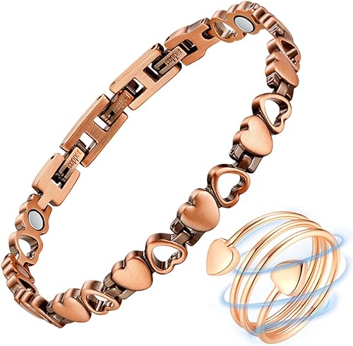 Vicmag Pulsera de cobre para mujer, pulseras magnéticas de fuerza 99.9% de cobre puro, joyería ajustable