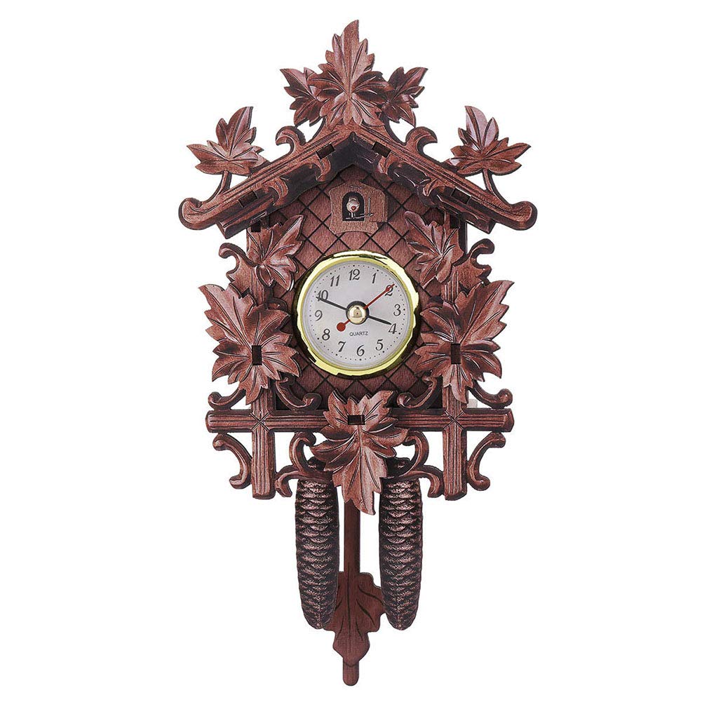 QZY Mini Black Forest Wood Cuckoo Clock,Vintage Maple Cuckoo Wall Clock Home Cafe