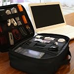 MATEIN Electronics Organisateur de voyage, Sac d'organisateur de câble imperméable avec poignée, Boîtier d'accessoires électroniques portatifs pour hommes Double couche sac de rangement de câble pour cordon, chargeur, iPad mini, noir
