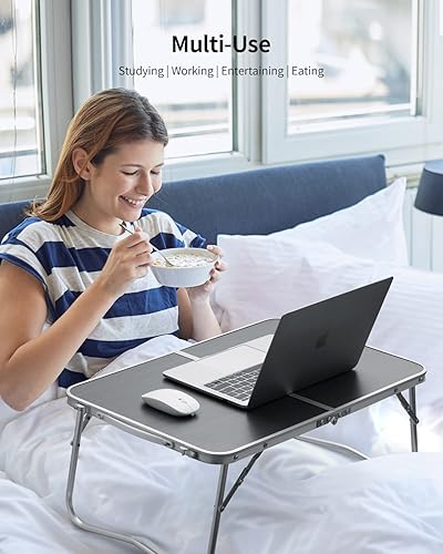 Miniatura 2 de FISYOD Mesa plegable para laptop, mesa de cama, mesa de regazo, mesa de bandeja de desayuno, mini mesa portátil de picnic, mesa de dibujo de