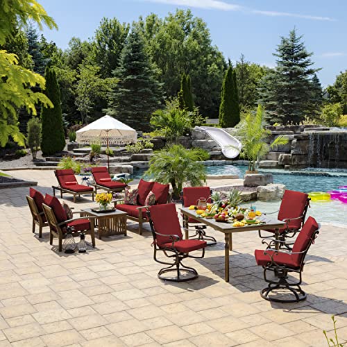 Image of Arden Foam Patio Dining Outdoor Chair Cushions, 20 x 44, Premium High-Density Foam, Never Flattens, Weather-Proof for Outdoor Chairs, Ruby Red Leala