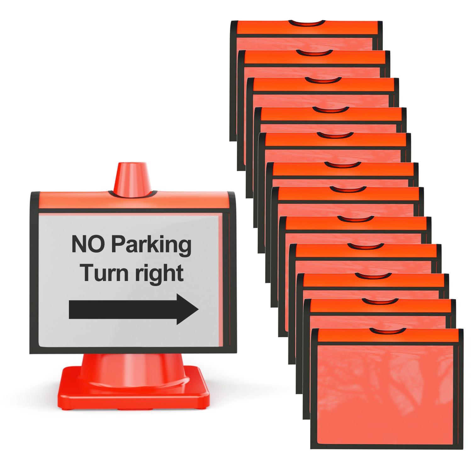 HiGiant 12 Pcs Traffic Cone Sleeve with Pockets for Caution, Safety Message Signs Cone Cover for Outdoor Activity Warning, Sports Training