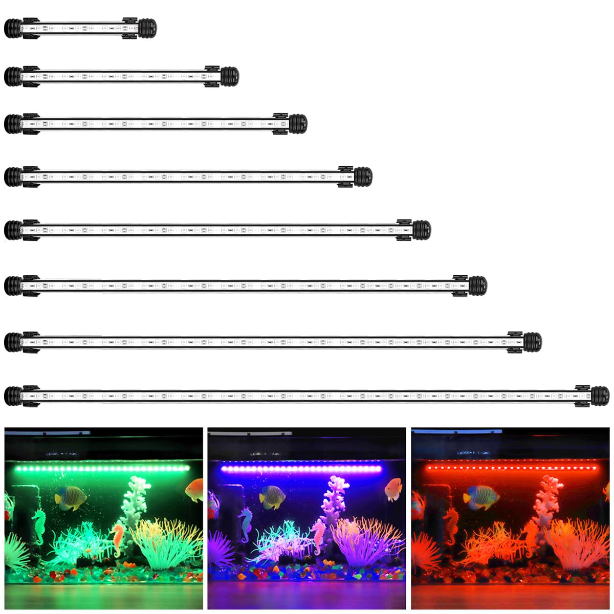 GreenSun LED Aquarium Lighting, LED Aquarium Lamp with Remote Control, RGB Multi-Colour, IP68 Waterproof for Freshwater Aquarium Light 28 cm