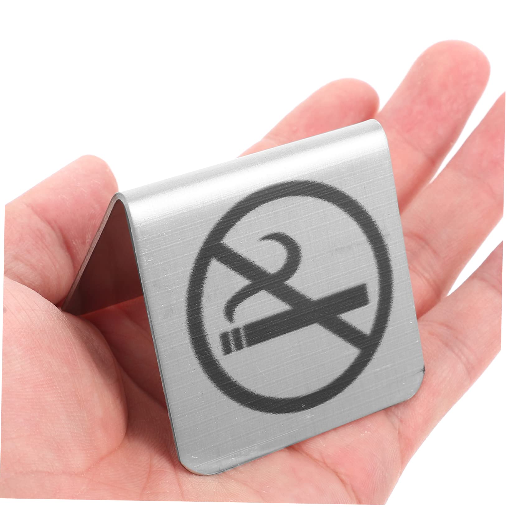 SOLUSTRE Edelstahl Nichtraucher Schild Doppelseitig 2X2 Zoll Rauchverbotsschild Tischplatte Für Büro Und Gastronomie Innenbereich Kompaktes No-Raucher-Tischschild
