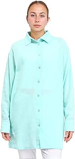 قميص كاجوال بقصة عادية واكمام طويلة للنساء من ريفين - ازرق سيان، مقاس M