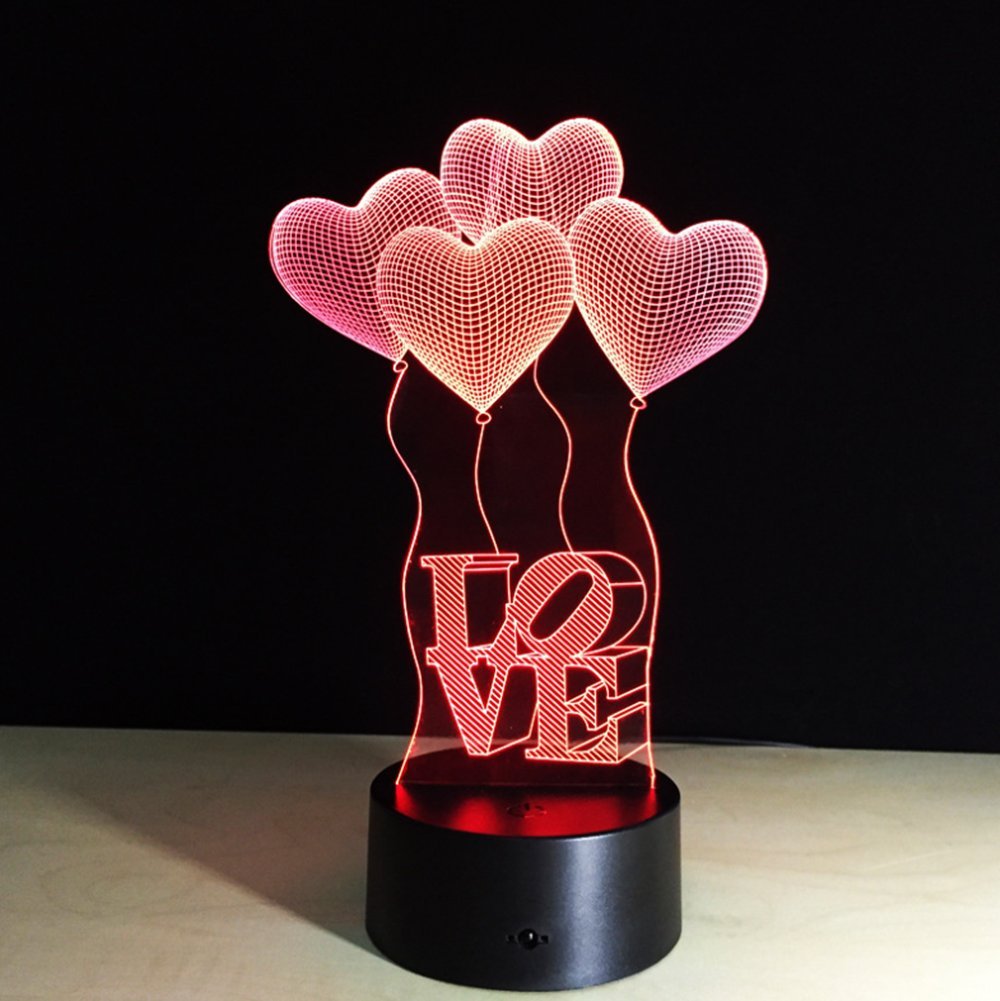 TSACTE Creative 3D Visual Illusion LED Night Lamp Love Heart Shape Best Mother's Day Gift Acrylic Table Night Light Furniture Decorative