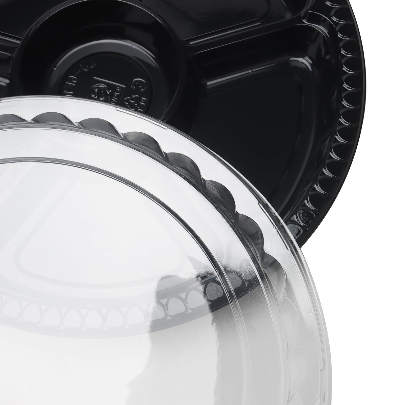 Lot De 10 Plateaux à Compartiments Avec Couvercles - 31,5 Cm, 6 Cases, 100 Fourchettes, Pour Fêtes Et Snacks - 10
