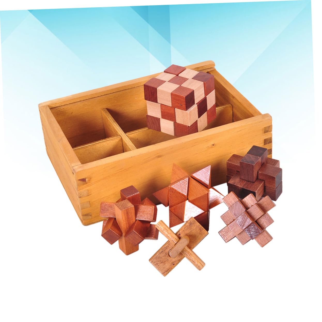 6piezas Puzzle De Madera para Niño Niña Enclavamiento Ming Luban Estimula La Imaginación Coordinación Juguete Educativo para Desarrollar Habilidades Cognitivas