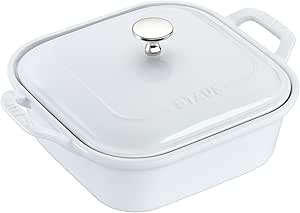 STAUB Ceramics Square Covered Baking Dish, 9x9-inch, White